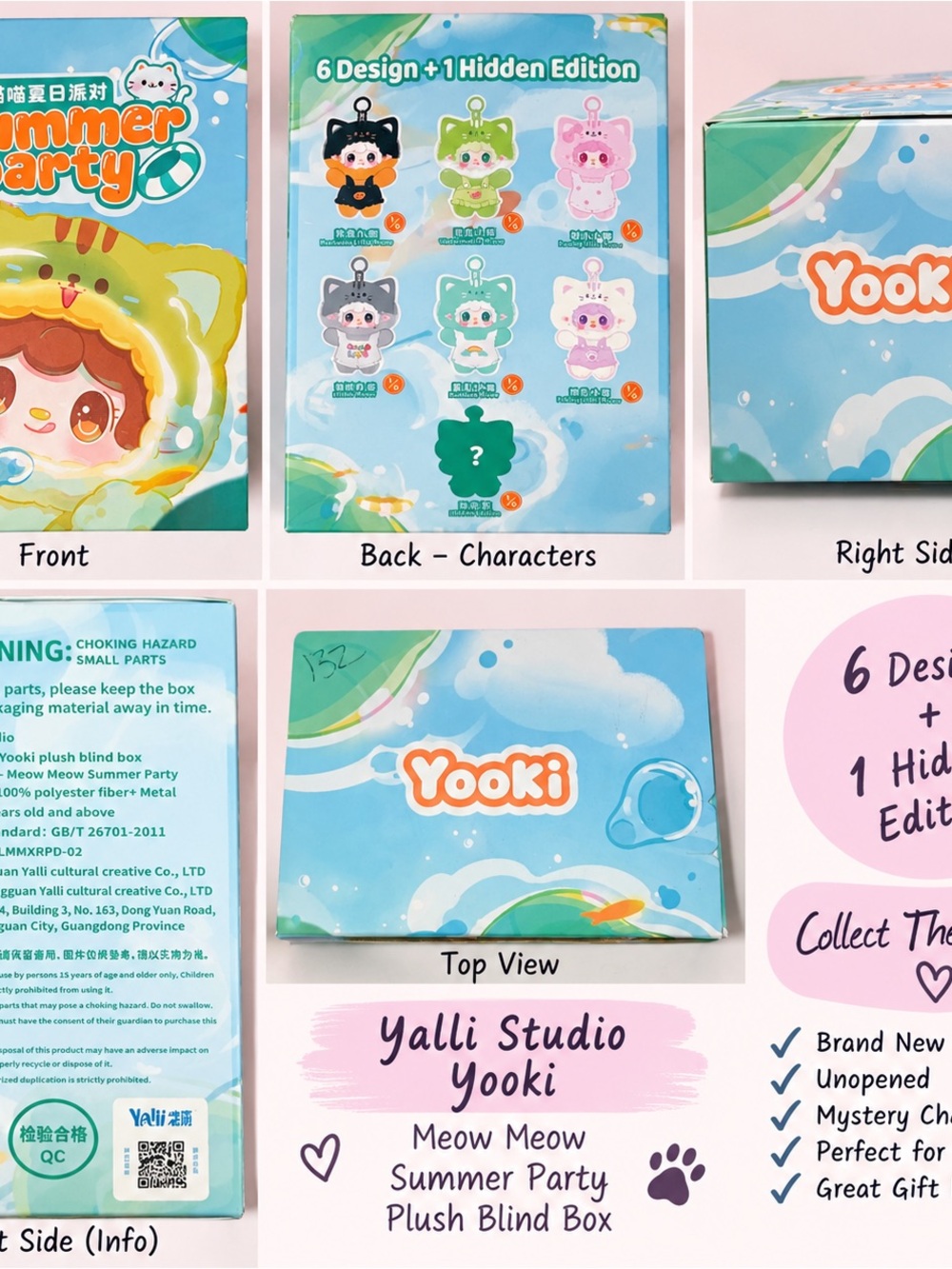 Yalli Studio Yooki Meow Meow Summer Party Plush Blind Box Mystery NEW